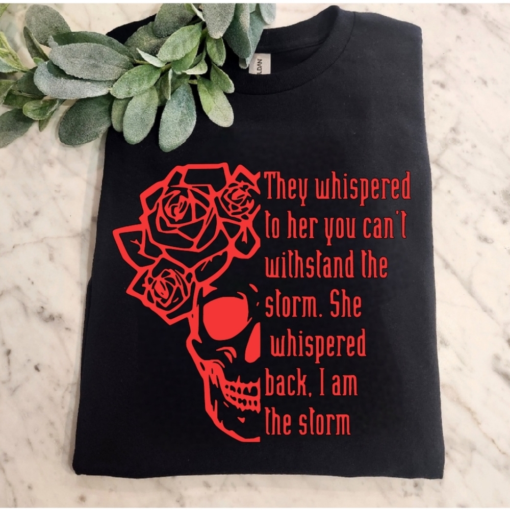 Skull shirt I am the storm trending cute popular black and red